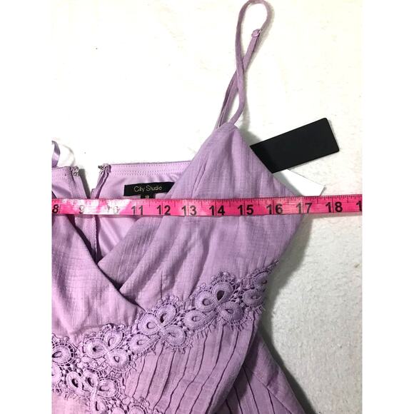 CITY STUDIO Sz 13 L Juniors Purple Embroidered Sleeveless Mini Dress NWT B147 - Picture 8 of 9